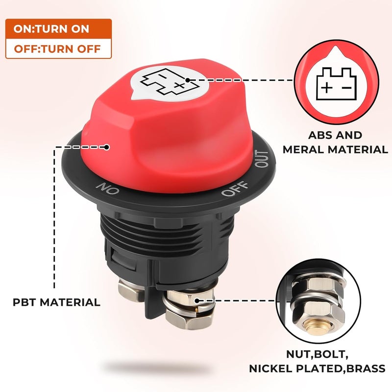 ISINFLASH Battery Disconnect Swicth 12-48V, Battery Master Cut Shut Off Isolator Switch for Marine Boat RV ATV Car Utv Vehicle, Max 32V DC 100A Cont 150A Power Battery Switches (On-Off-Out) (100A) - Image 3